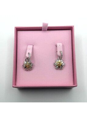 Swarovski Idallia Drop Earrings Flower Yellow Rhodium Plated